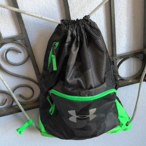 Black and green Drawstring bag